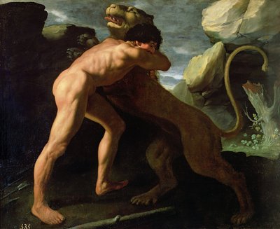 Hercules kjemper med Nemean Lion av Francisco de Zurbaran