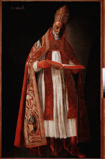 Pave Gregoire I den store eller Dialog (olje på lerret av Francisco de Zurbaran