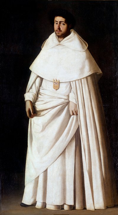 Portrett av munken Mercedaire spanske religiøse orden (Mercedario, Order of Our Lady of Merci). Maleri av Francisco de Zurbaran (1598-1664) Madrid fra 1600-tallet, Prado-museet - Portrett av Mercedarian-munken, spansk religiøs orden (Mercedario). Maleri av Francisco de Zurbaran