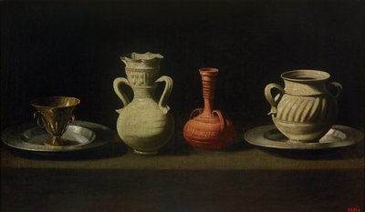 Stilleben med fire fartøy av Francisco de Zurbaran