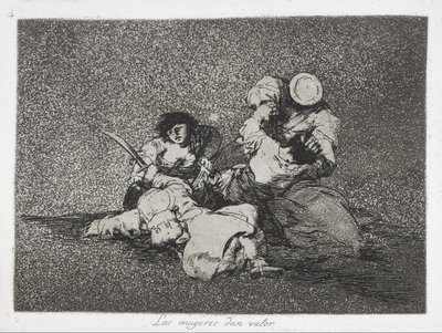 Kvinnene gir mot (Las mugeres dan valor) fra serien The Disasters of War (Los Desastres d ... av Francisco de Goya