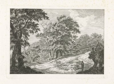 Landskap med to figurer ved siden av veien av Franciscus Andreas Milatz