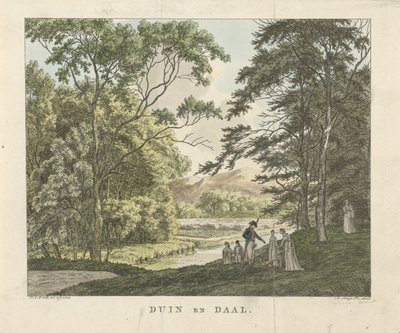 Turgåere på Duin en Daal herregård Dune og Daal (tittel på objekt) av Franciscus Andreas Milatz