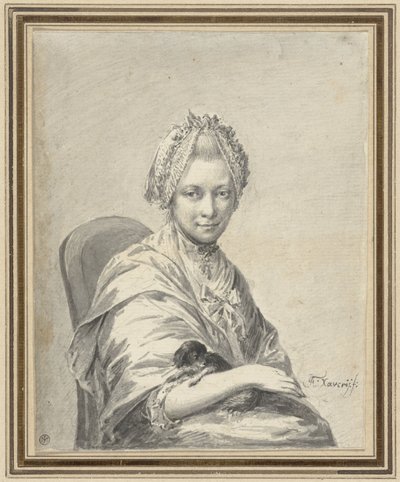 Portrett av en ung kvinne med en hund av Franciscus Xaverius Xavery
