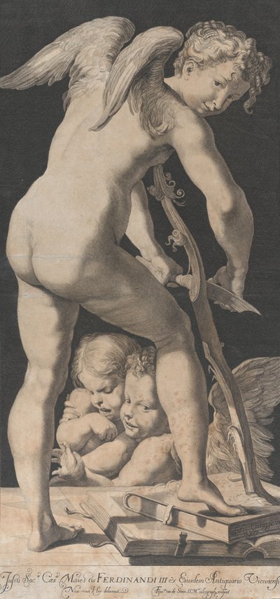Amor som skjerper buen, 1645-72. av Franciscus van der Steen