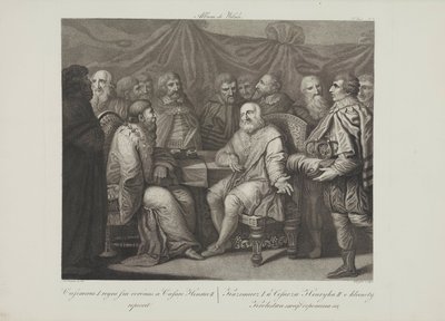 Restauratøren Casimir I møter keiseren Henry III av Smuglewicz, Franciszek (1745-1807). Litografi, slutten av 1700-tallet. Privat samling av Franciszek Smuglewicz