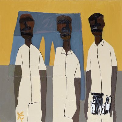 Kirkegutter III, 2000 (blandet teknikk på lerret) av Francks Deceus