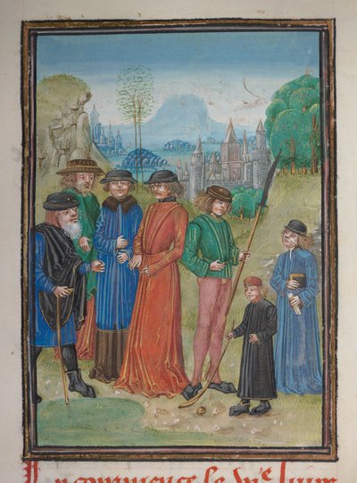 Detalj av en miniatyr av menneskets syv aldre av Franco Flemish School