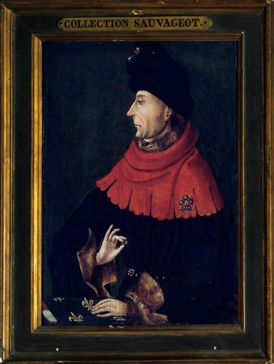 Portrett av Jean uten frykt, hertug av Burgund (1371-1419) Maleri av Burgund-skolen. Begynnelsen av 1400-tallet. Søn 0,29x0,21 m av Franco Burgundian