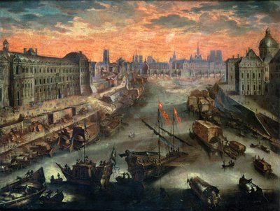 Utsikt over Paris fra Pont Royal av Franco Flemish School