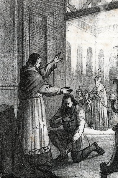 Møte mellom pave Paul III og Charles Quint på Rocca di Busseto i av Franco Mistrali