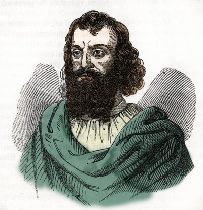 Portrett av keiser Justinian I (482-565) (Justinian I) tegnet fra "I misteri del vaticano" av Franco Mistrali 1843 av Franco Mistrali