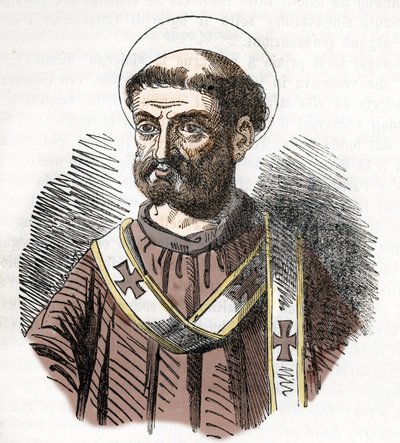 Portrett av pave Libere (Liberius) (352-366) Gravering fra "I misteri del vaticano" av Franco Mistrali 1843 av Franco Mistrali