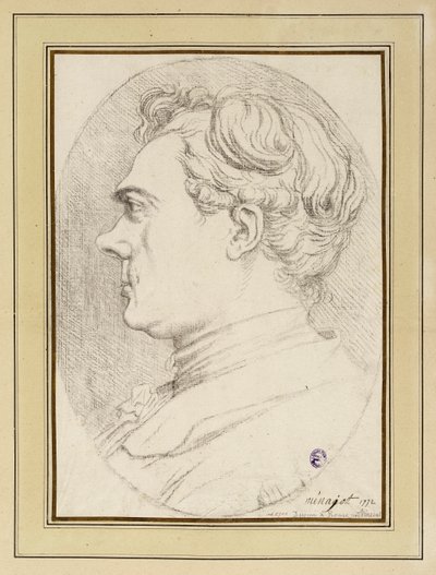 Karikaturportrett av maleren Ménageot, Roma 1772 av François-André Vincent