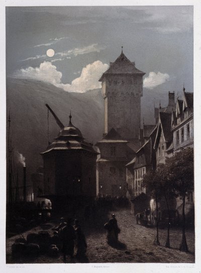 Chateau Boppart. I "" Den monumentale og pittoreske Rhinen"". Litografier av Fourmais og Stroobant av Francois Stroobant