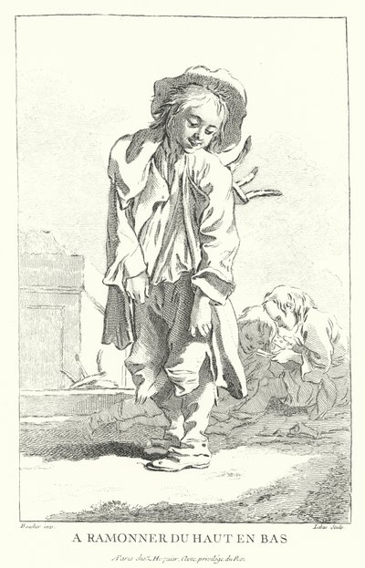 Skorsteinsfeier (gravering) av Francois (after) Boucher