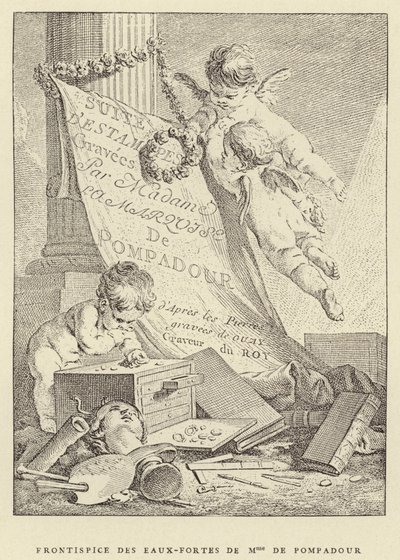 Frontispice av etsningene til Madame de Pompadour (gravering) av Francois (after) Boucher
