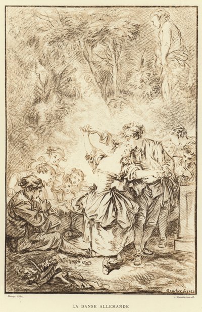 Den tyske dansen (gravering) av Francois (after) Boucher