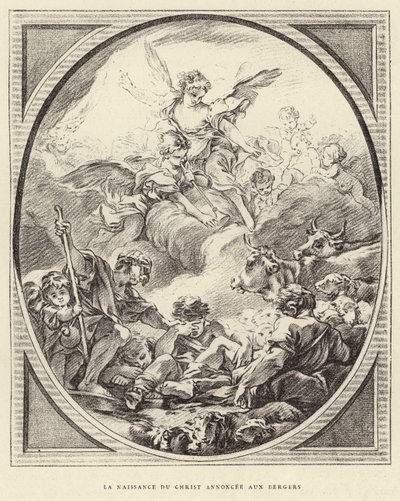 Kristi fødsel kunngjort for hyrdene (gravering) av Francois (after) Boucher