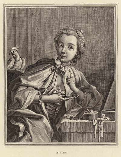 The Morning (gravering) av Francois (after) Boucher