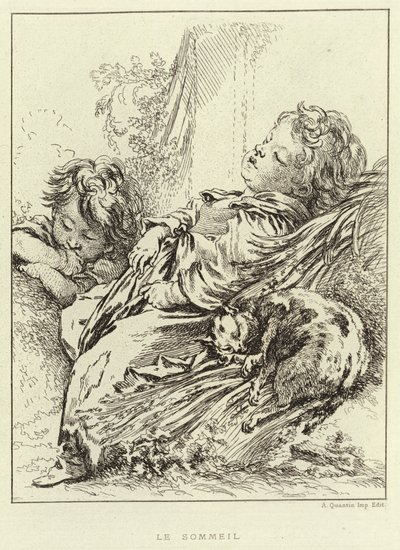Søvn (gravering) av Francois (after) Boucher