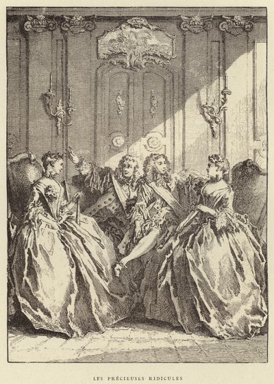Les Precieuses Ridicules (gravering) av Francois (after) Boucher