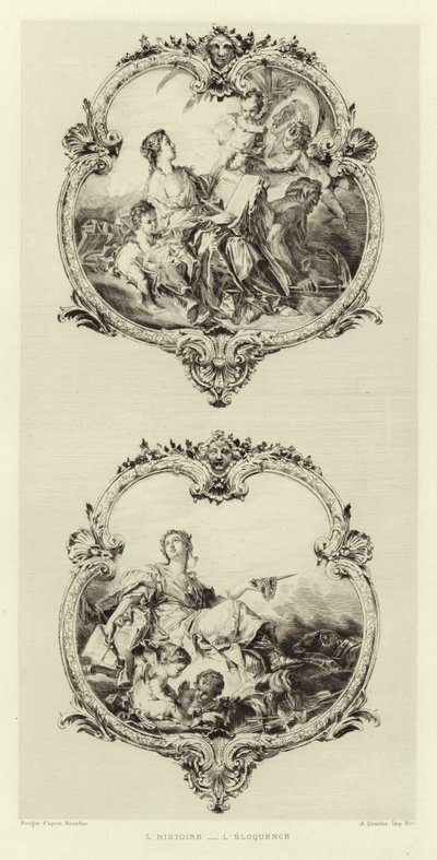 Historie, veltalenhet (gravering) av Francois (after) Boucher