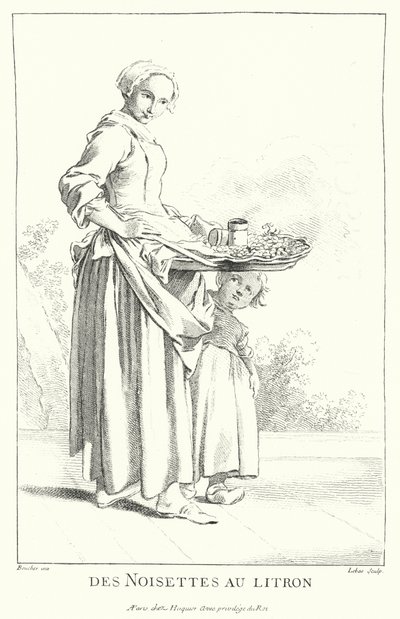 Selger av nøtter (gravering) av Francois (after) Boucher