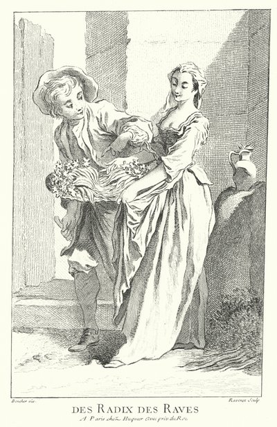 Reddik og nepe selger (gravering) av Francois (after) Boucher