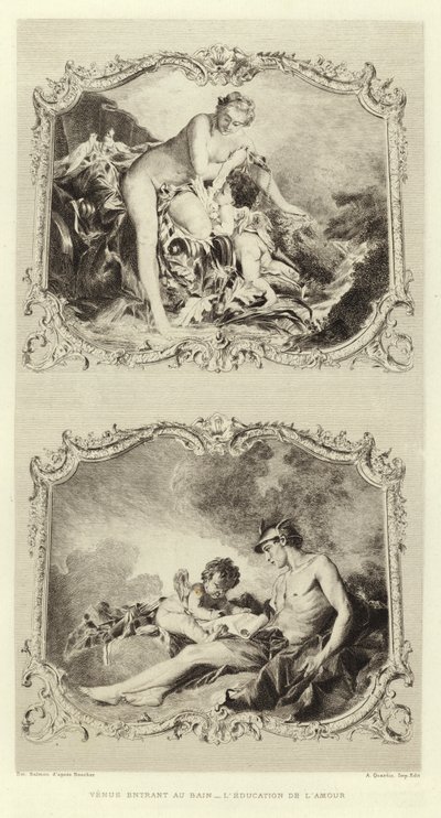 Venus Entering the Bath, The Education of Love (gravering) av Francois (after) Boucher