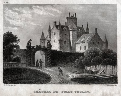 Craighall Castle. (Gravering, ca. 1830) av Francois Alexandre (after) Pernot