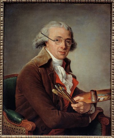 Portrett av maleren Francois Andre Vincent (1746-1816) Kunstneren holder paletten sin og bruker briller. Maleri av Adelaide Labille Guiard (1749-1803) 1700-tallets søn. 0,73x0,59 m - Portrett av maleren Francois Andre Vincent (1746-1816). Kunstneren av François André Vincent