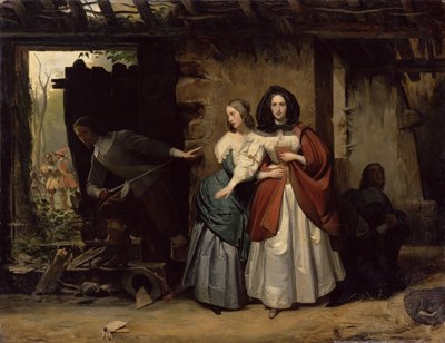 Flykten til Henrietta-Maria av Frankrike, dronning av England i 1638, 1835 av Francois Augustin Desmoulins