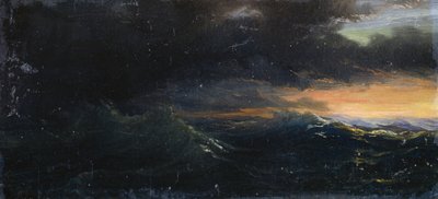 Solnedgang på stormfullt hav av Francois Barry