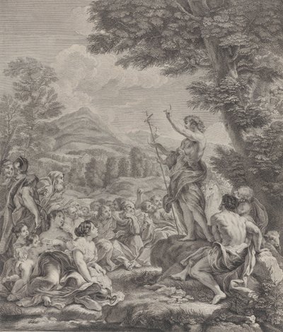 Døperen Johannes forkynner for en folkemengde, ca. 1729. av Francois Bernard Lepicie