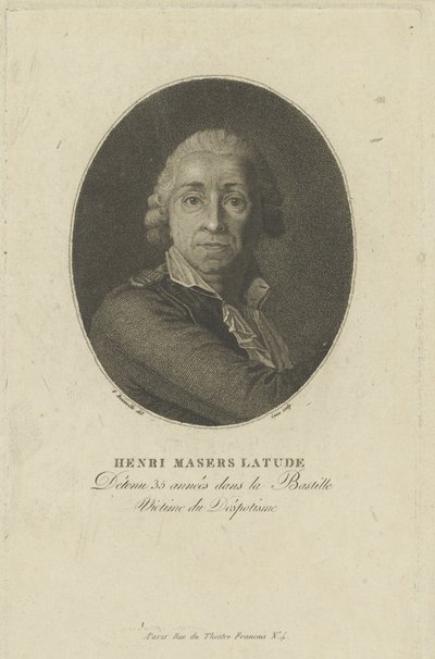 Portrett av Henri Masers de Latude 1725-1805, ca. 1793. av Francois Bonneville