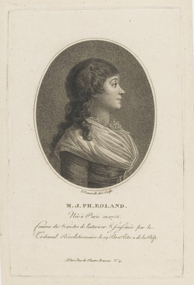Portrett av Madame Roland 1754-1793, ca. 1800. av Francois Bonneville