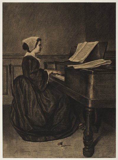 Kvinne ved Spinet av François Bonvin