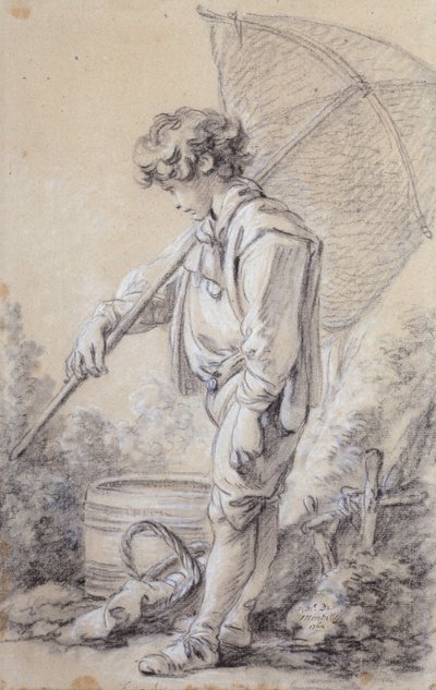 En gutt som holder et nett av François Boucher