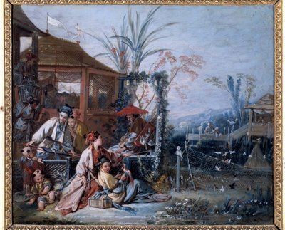 Chinoiserie: "" Jakten"" Maleri av Francois Boucher (1703-1770). Besancon museum for kunst av François Boucher