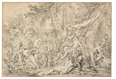 Diana og Callisto (svart kritt på papir) av François Boucher