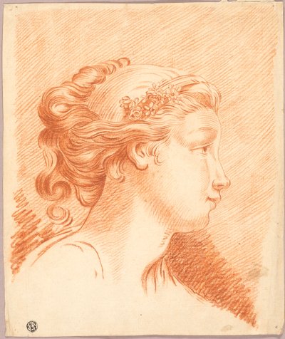 Jentehode i profil til høyre av François Boucher