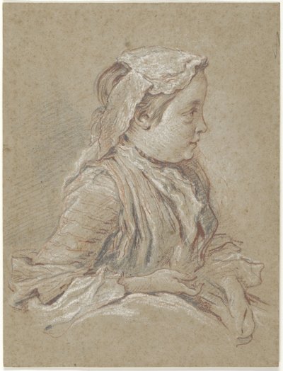 Ung kvinne med blonderlue av François Boucher