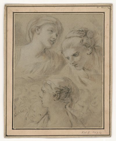 Hodestudier som illustrerer ulike følelser av François Boucher