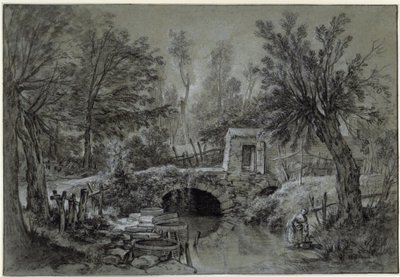 Landskap med bekk og bro av François Boucher
