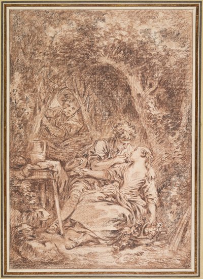 Overraskede elskere (Annette og Lubin) av François Boucher