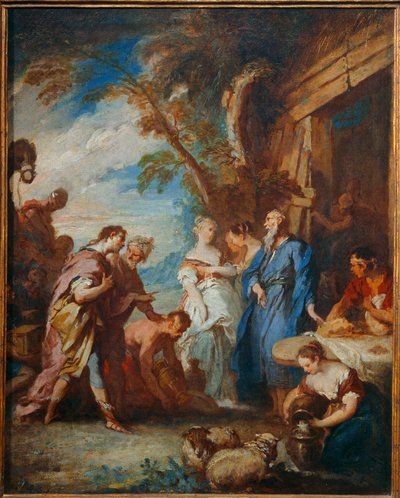 Rebekka mottar Abrahams gaver fra Elieser... av François Boucher