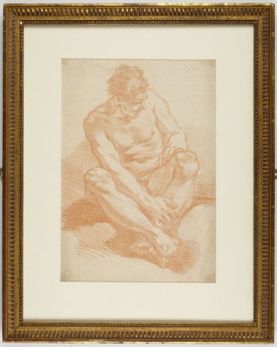 Sittende mann med kryssede ankler av François Boucher