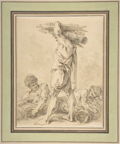 Stående mann som bærer fasces og våpen av François Boucher