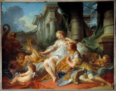 Kjærligheten til Renaud og Armide Illustrasjon av en scene av "La Jerusalem delivree" (La gerusalemme liberata) av Torquato Tasso (kjent som kruset). Den fortryllende Armide omgitt av svært symbolske Amours-seduiter ved hjelp av hans magiske speil, riddere av François Boucher